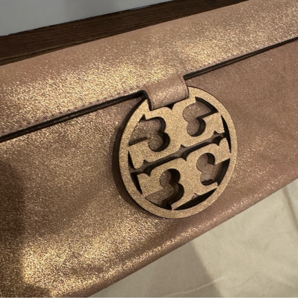 Tory Burch Miller Rose Gold Metallic Clutch - Picture 2 of 5
